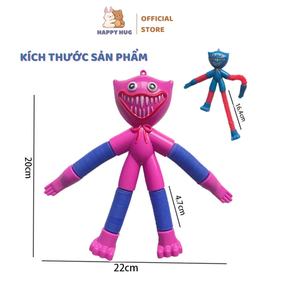 Đồ chơi trẻ em Huggy Wuggy Lò Xo có đèn vui nhộn, nhân vật game Poppy Playtime - Happy Hug