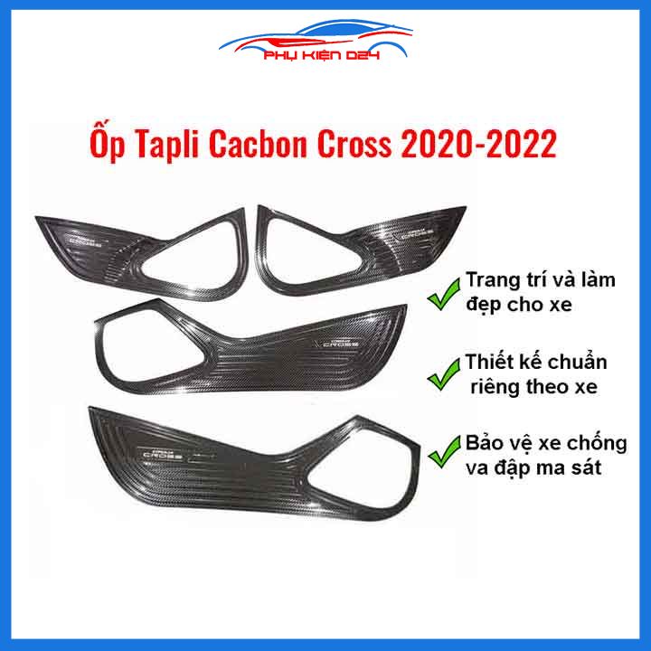 Bộ ốp tapli Corolla Cross 2020-2021-2022 vân cacbon chống xước va đập khi mở cửa và làm đẹp xe