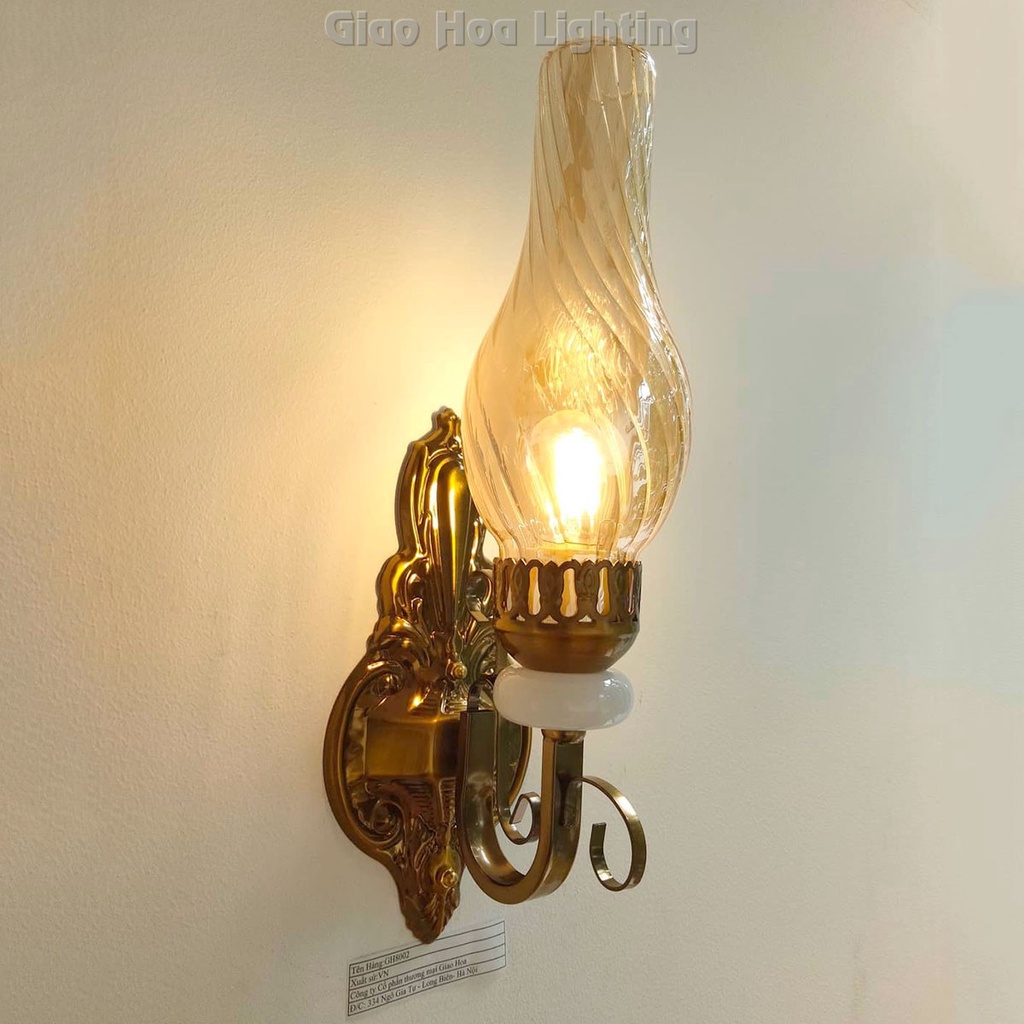 Đèn treo tường phòng thờ, trang trí gắn vách phong cách xưa cổ điển mô phỏng đèn dầu GH8672