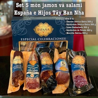 Set 5 món jamon và salami espana tây ban nha
