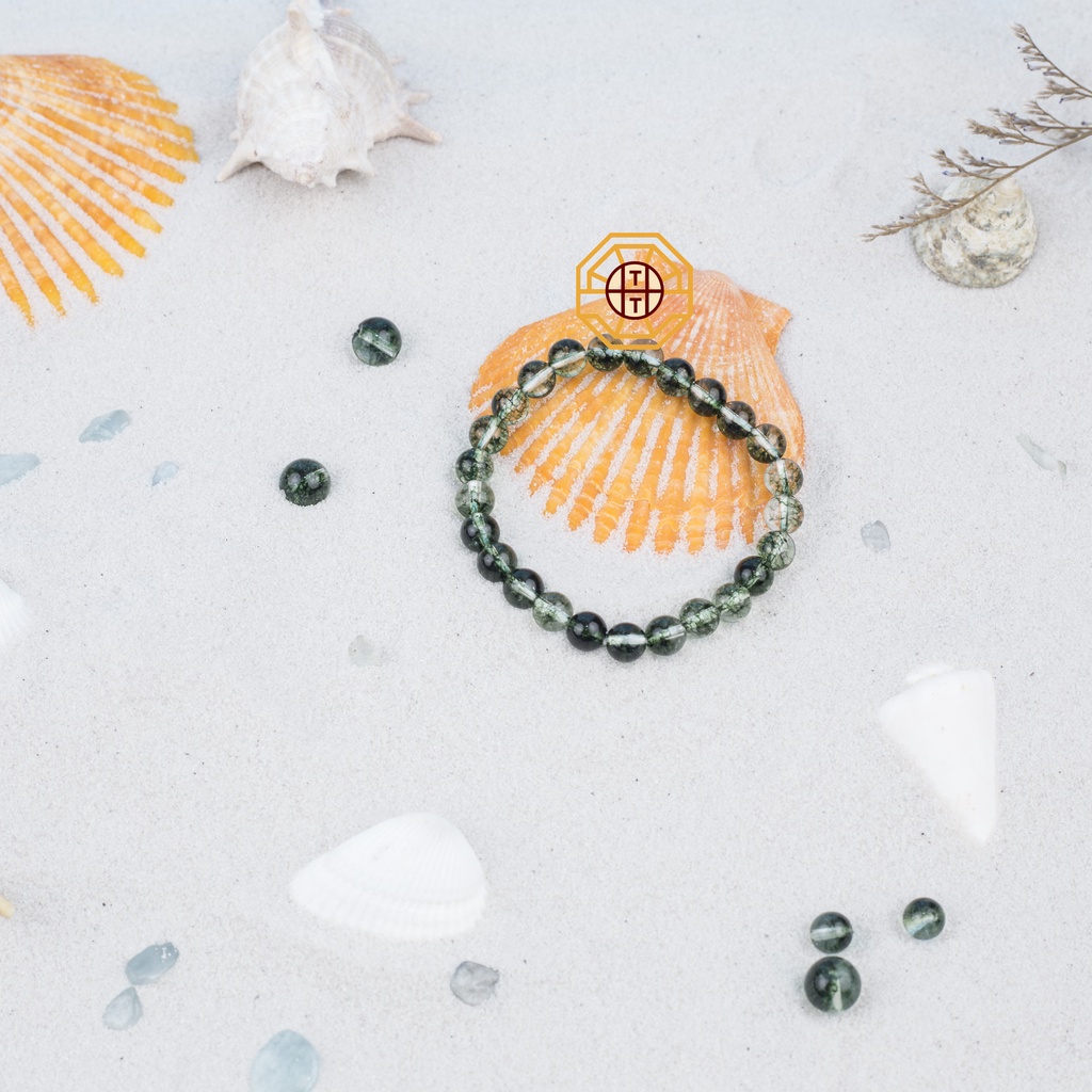 Vòng Tay Phong Thuỷ Đá Ưu Linhh Rêu Tự nhiên [TẶNG HỘP GỖ] nữ mệnh Mộc Hoả - Phong Thủy Tây Tạng