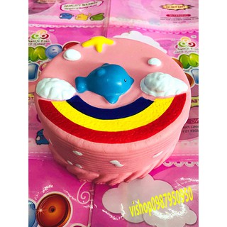 ĐỒ CHƠI SQUISHY BÁNH KEM CÁ HEO CẦU VỒNG mã KDF60 Mk455