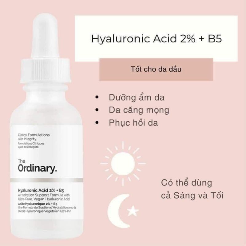 Serum cấp nước phục hồi da The ordinary Hyaluronic acid 2% +B5