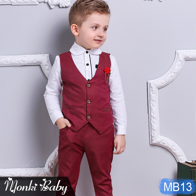 [THANH LÝ] - Set bộ gile vest rời cho bé trai, size lớn, chất vải mỏng, phù hợp mùa hè, phong cách nam tính | MB13