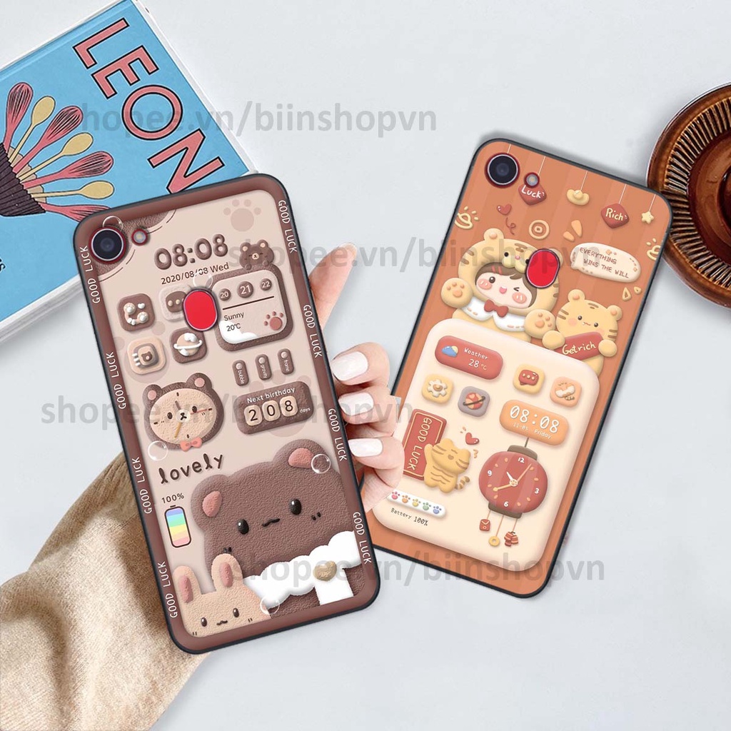 Ốp Oppo F5 / F5 Youth / F7 in 3D icon gấu nổi siêu xinh, siêu đáng yêu, cá tính phong cách