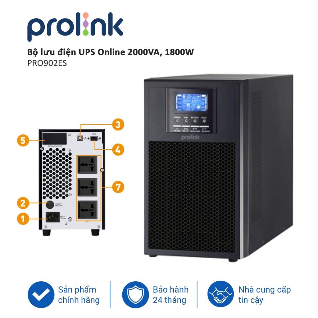 Bộ lưu điện UPS Online PROLiNK PRO902-ES (2000VA/1800W) bảo vệ tối đa các phụ tải quan trọng trong ứng dụng công nghệ