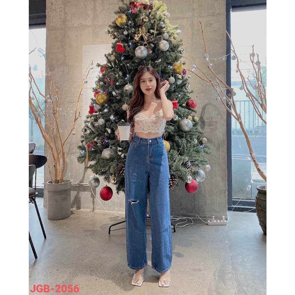 Baggy xanh đậm rách Dành Cho Nữ MinaFashion 2056