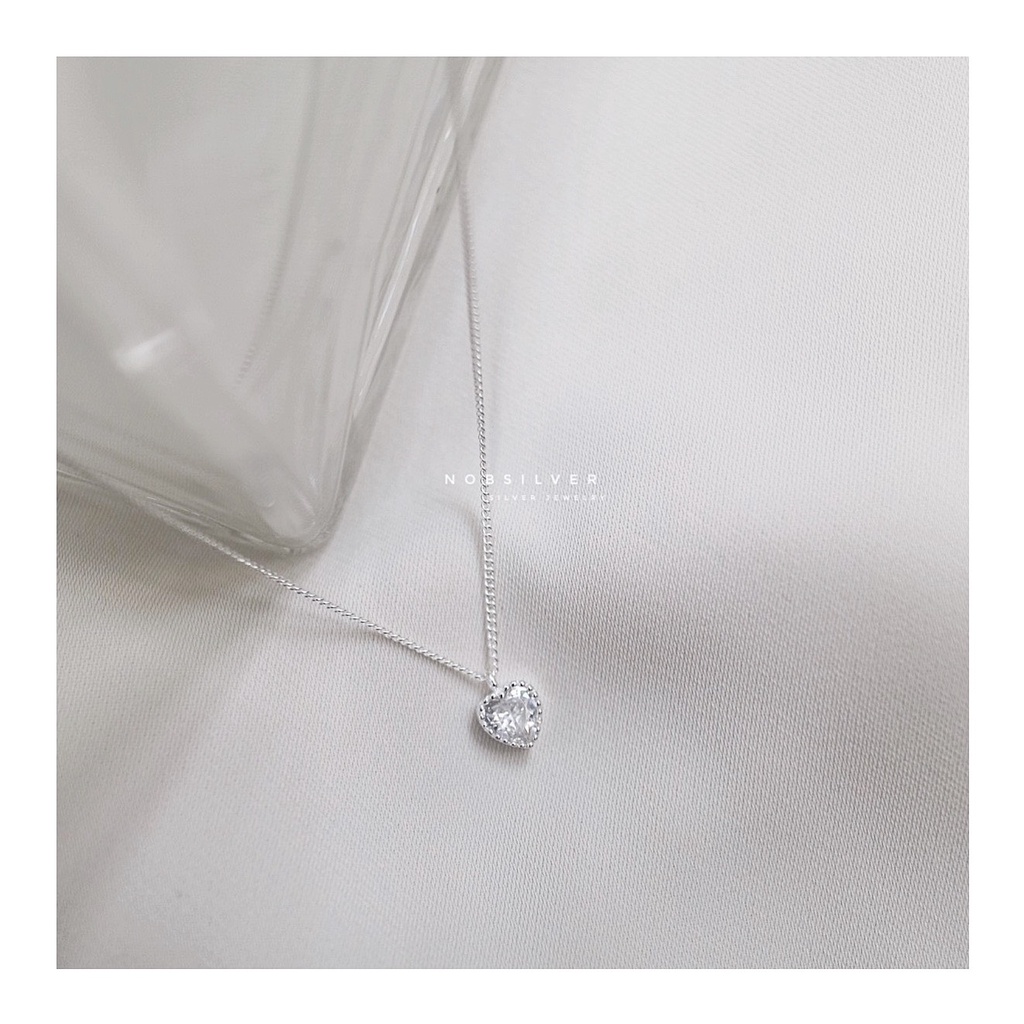 Dây chuyền bạc nữ hình trái tim đính đá lấp lánh - Trang sức bạc Nobsilver