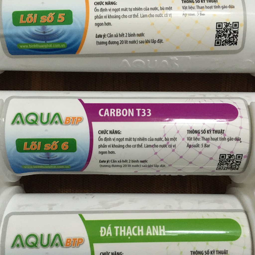 Combo: 5 Lõi Lọc Tạo Khoáng Máy Lọc Nước RO (Lõi số 5,6,7,8,9)