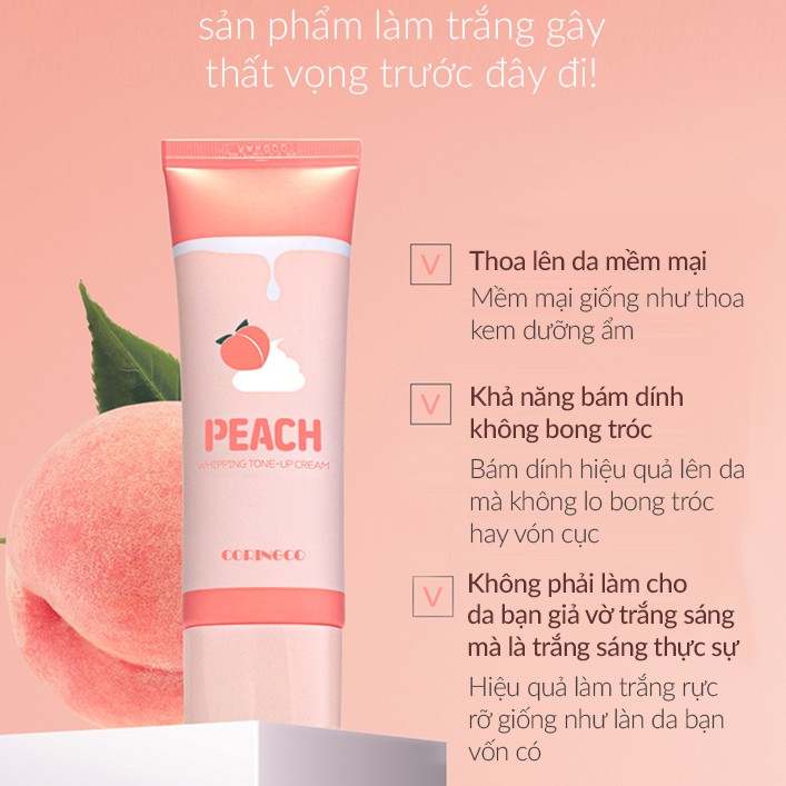 Kem đào nâng tone da Peach Whipping Tone Up Cream 50ml - Hàn Quốc