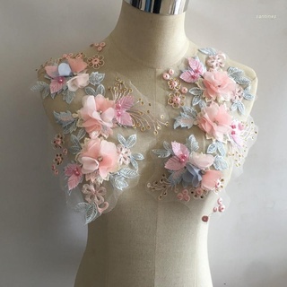 Miếng vải ren thêu hoa 3d dùng trang trí cổ áo làm thủ công