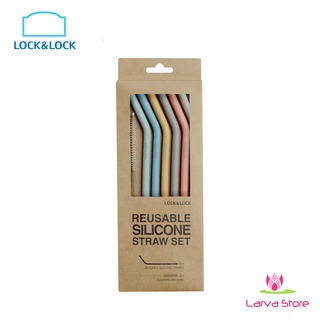 Bộ 6 ống hút silicone có thể tái sử dụng kèm 2 cọ rửa lock&lock tll080 - 250x78mm - larva store