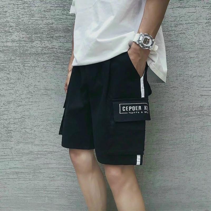 Quần short kaki unisex thêu form chuẩn