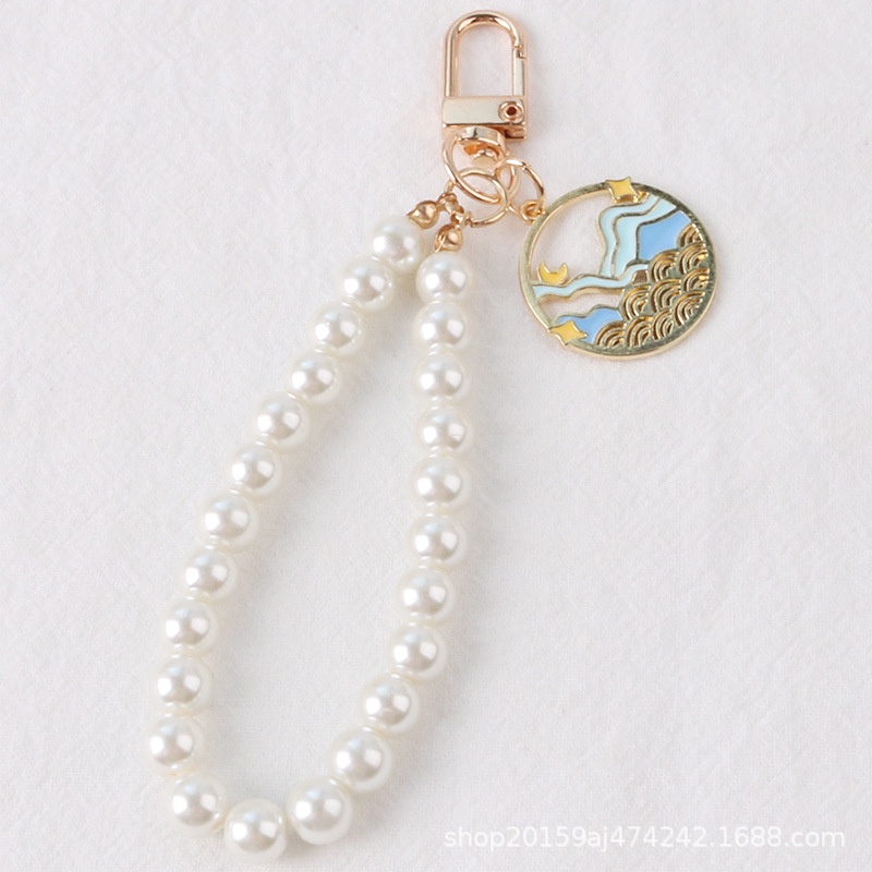 Móc Khóa Ngọc Trai Bằng Hợp Kim Thiết Kế Cổ Điển Tiện Dụng Cho Túi Xách/ Tai Nghe