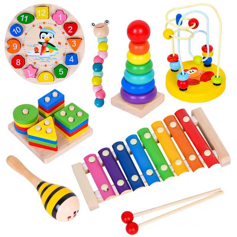 Set Đồ Chơi Gỗ Thông Minh Phát Triển Các Kỹ Năng Cơ Bản Cho Bé Từ 1-5 Tuổi Vừa Chơi Vừa Học