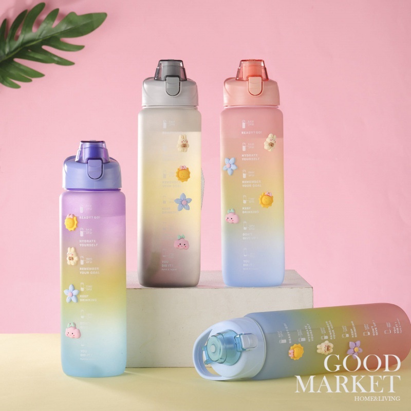 Bình Nước Thể Thao Dung Tích Lớn 1000ml Có Ống Hút Tiện Dụng