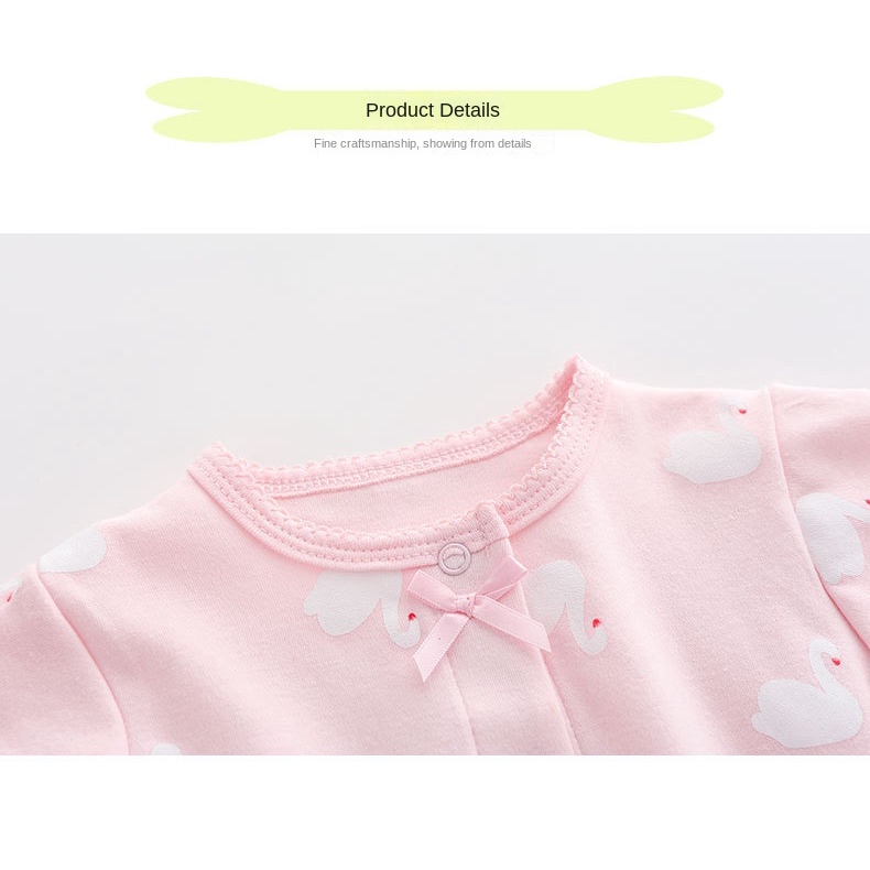 Áo Liền Quần Tay Dài Bằng Vải Cotton Dành Cho Bé Gái Sơ Sinh 0-18 Tháng Tuổi