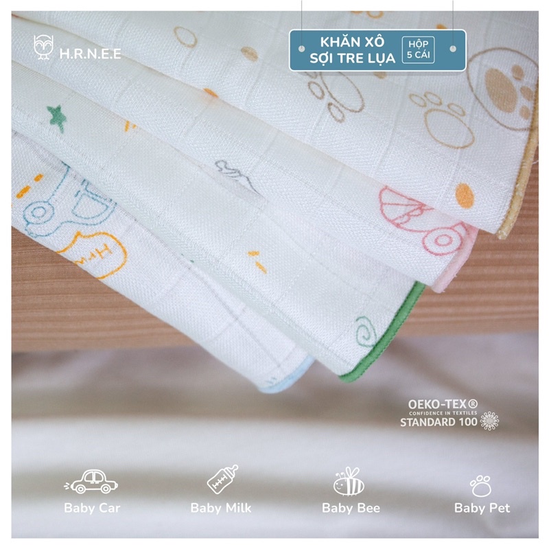 Khăn sữa sợi tre lụa Hrnee