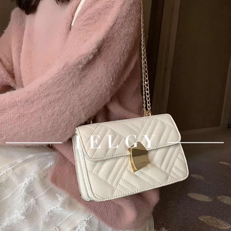 Túi Đeo Vai Hình Vuông Phối Dây Đeo Sợi Xích Phong Cách Hàn Quốc Thời Trang Cho Nữ