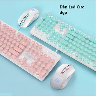 Combo bàn phím và chuột có dây N518, bàn phím có đèn LED kèm chuột cao cấp