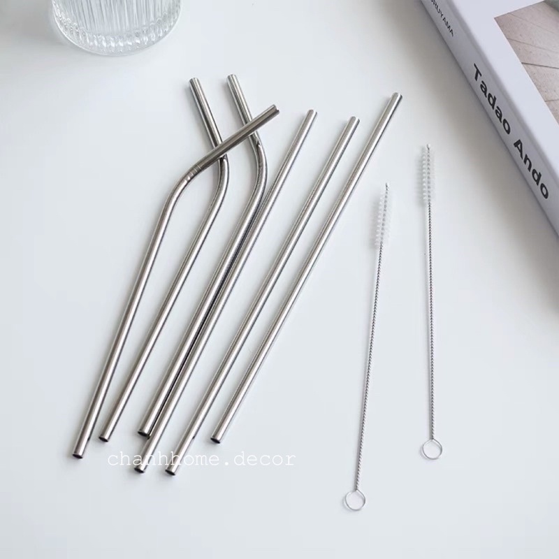 Ống hút inox thép không gỉ tái sử dụng thân thiện môi trường nhiều kích thước Chanhhome.decor