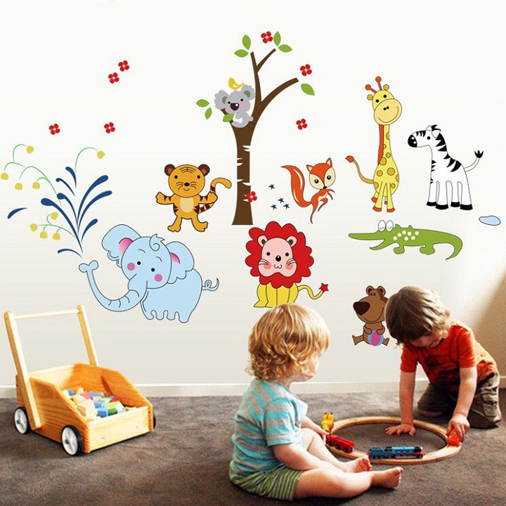 Decal dán tường 9 con thú