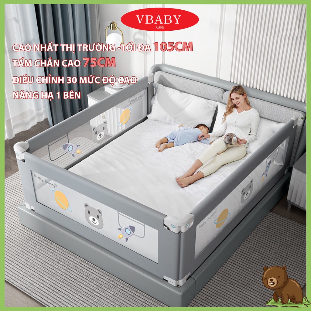 Thanh chặn giường phiên bản mới V-BABY N1S NEW 2022 Cao nhất thị trường 75Cm