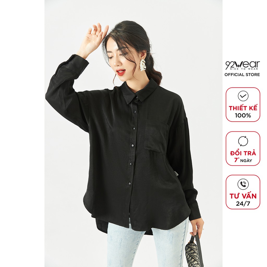 Áo sơ mi nữ form rộng 92WEAR thiết kế công sở cổ Đức ASW1149 | BigBuy360 - bigbuy360.vn