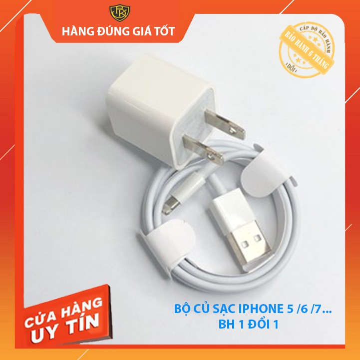 [ BH 1 Đổi 1 ] Bộ Củ Cáp Iphone, Dây Sạc Iphone Chính Hãng Không Nóng Máy Dành Cho Dòng Ip 5/6/6s/7/8/X/Xsmax