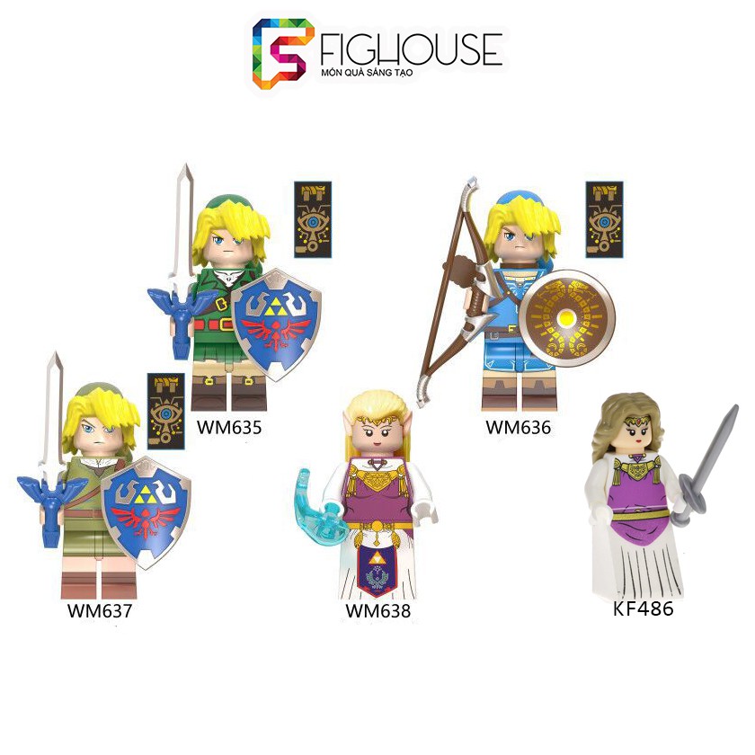 Bộ 3 nhân vật minifigures Link và Zelda WM635