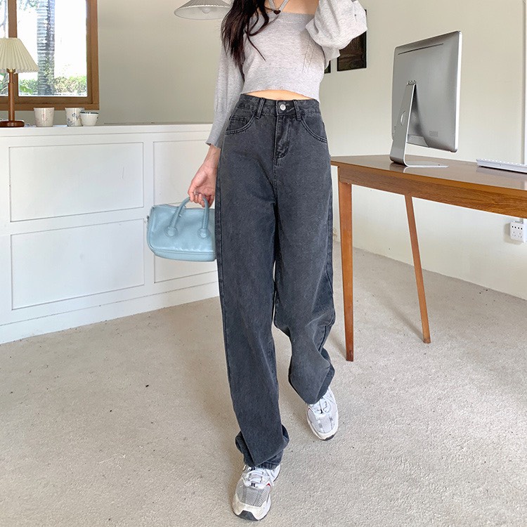Quần jeans nữ ống rộng GUGUNO