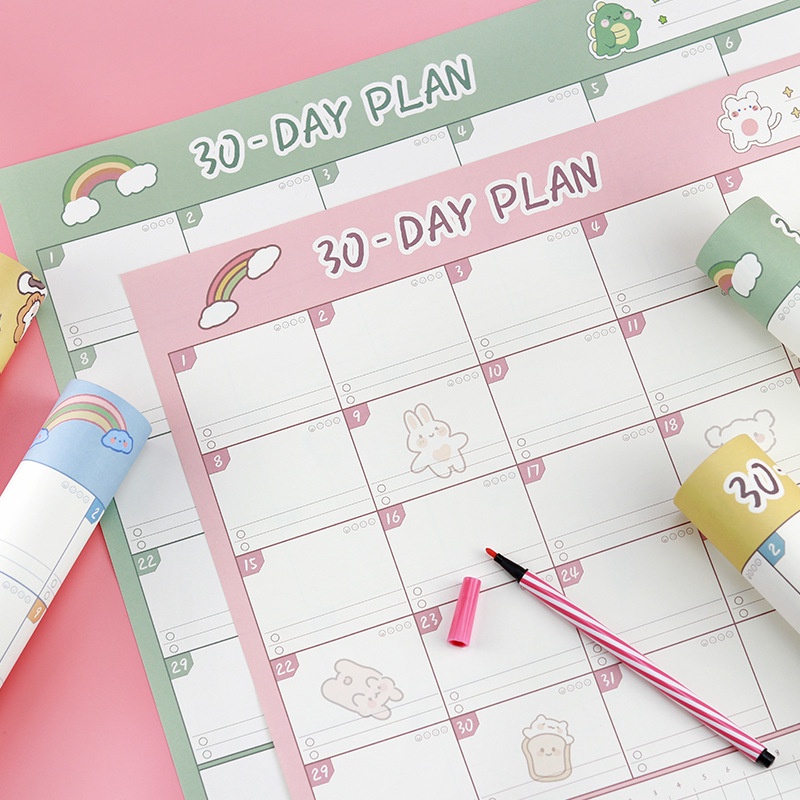 Lịch Học Tập Lịch Kế Hoạch Lịch Planner Decor Phòng Note Ghi Chú 30 Ngày Dán Tường D-Day Plan 38x53cm