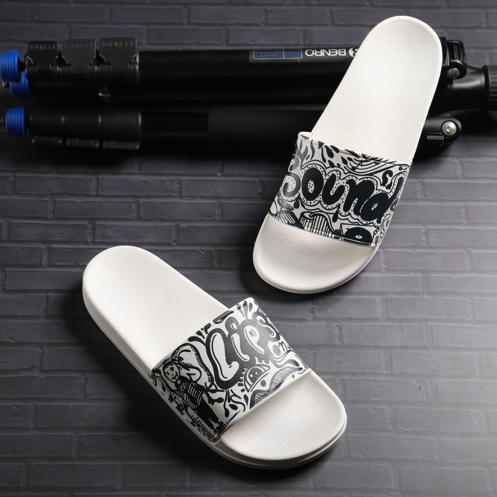 Dép Quai Ngang Unisex DETU DNT10 đế trắng quai trắng