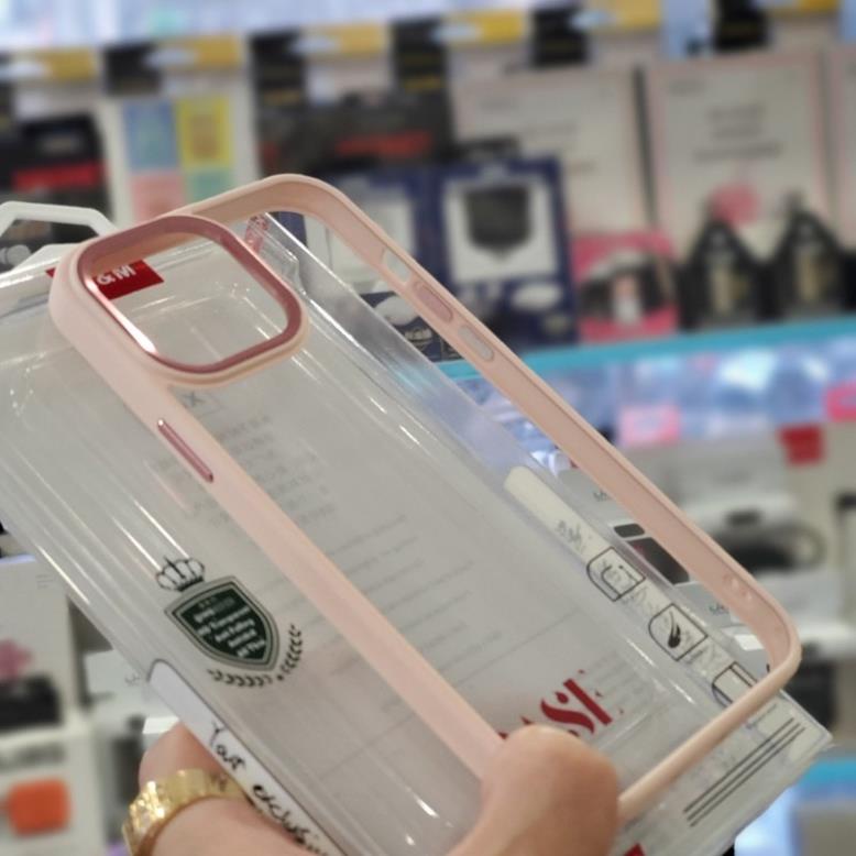 Ốp lưng trong kính X&amp;M viền màu cho iPhone 13, 13 Pro, 13 Pro Max, 12 Pro Mã vành camera nhôm siêu đẹp màu kẹo ngọt