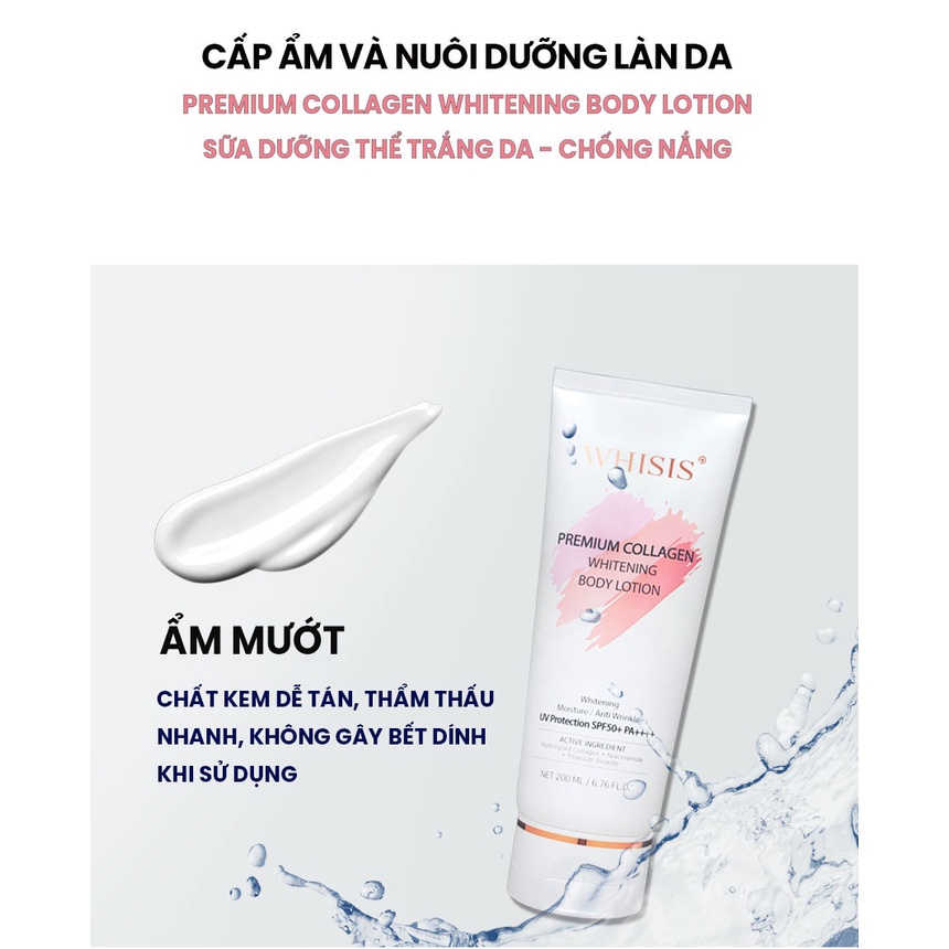 Kem dưỡng body trắng da WHISIS PREMIUM COLLAGEN WHITENING BODY LOTION 200ml SPF50+ PA++++