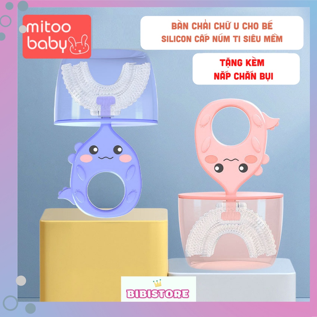 Bàn chải chữ U cho bé cầm tay MITOO BABY- có nắp chắn bụi, bàn chải đánh răng trẻ em 2-12 tuổi-Chăm sóc răng miệng bé