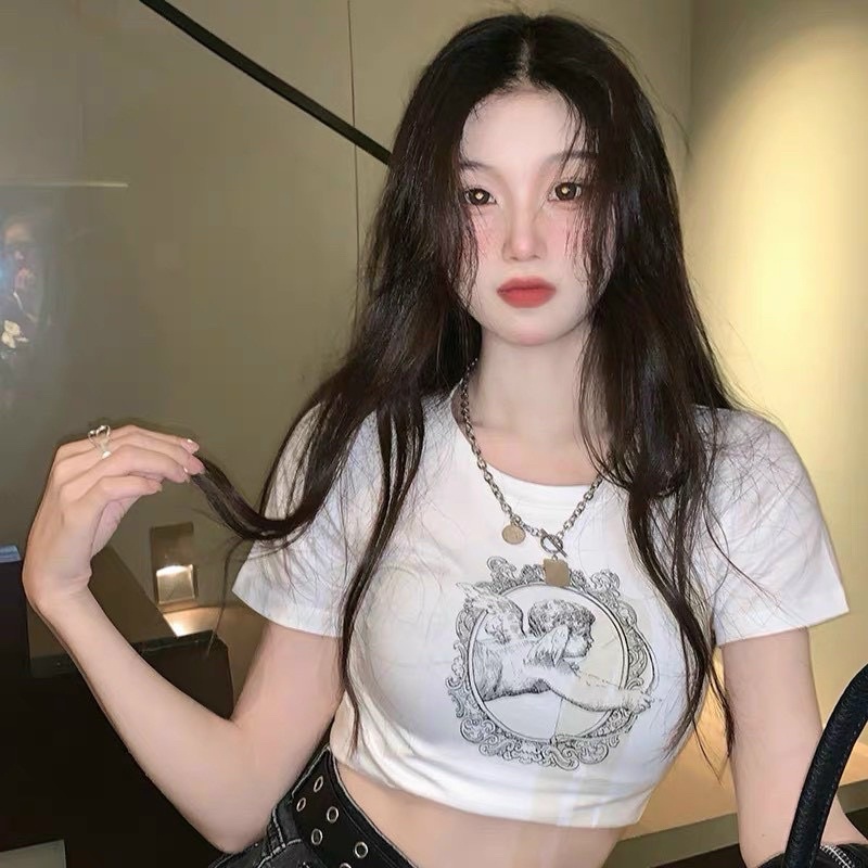 Áo CropTop In Hoạ Tiết Thiên Thần Có Cánh 👼