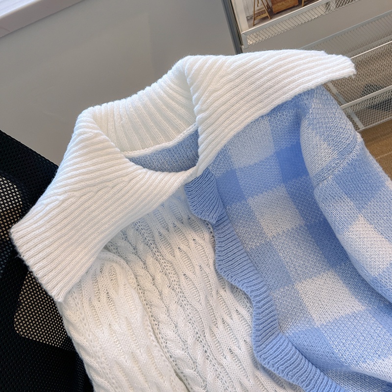 Salt sweet wear Áo sweater Mềm Mại Màu Xanh Sữa Sang Trọng Thời Trang Mùa Thu Cho Nữ