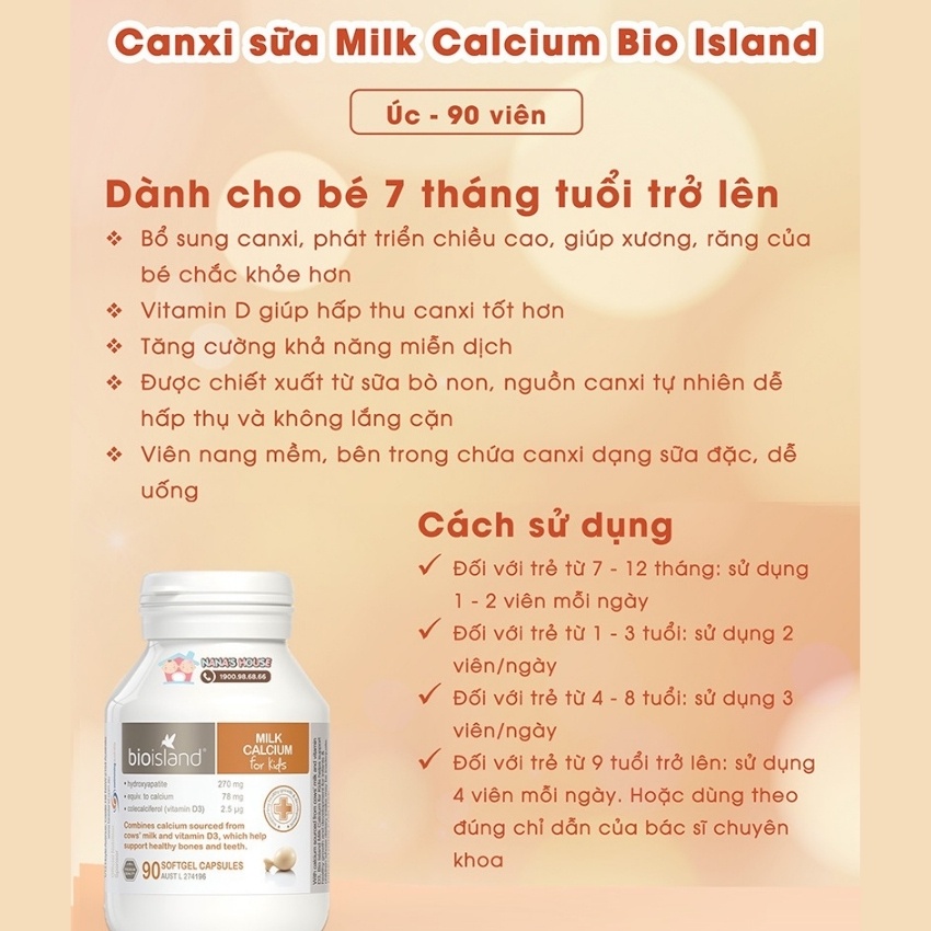 [Tem Chemist] Canxi Sữa Bio Island Milk Calcium Úc cho bé ( Canxi Bio)