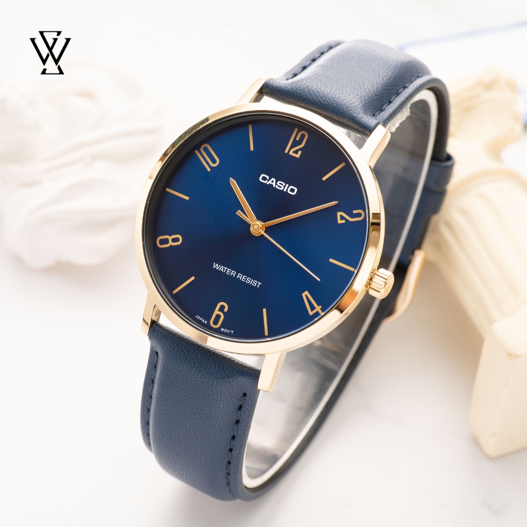 Đồng Hồ Quartz Nam Casio WATCHSTORE MTP-VT01GL-2B2UDF Thiết Kế Kính Khoáng 40mm, Dây Đeo Da Và Vỏ Thép Không Gỉ