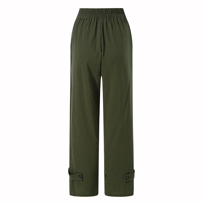 Quần dài ZANZEA ống rộng lưng thun có túi thời trang cho nữ