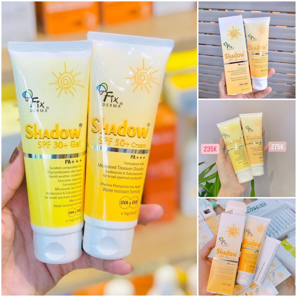 Kem Chống Nắng Shadow SPF 50+ (75g) - Gel Chống Nắng SPF 30+ Shadow dưỡng ẩm, kiềm dầu,trắng da, nâng tone-NS