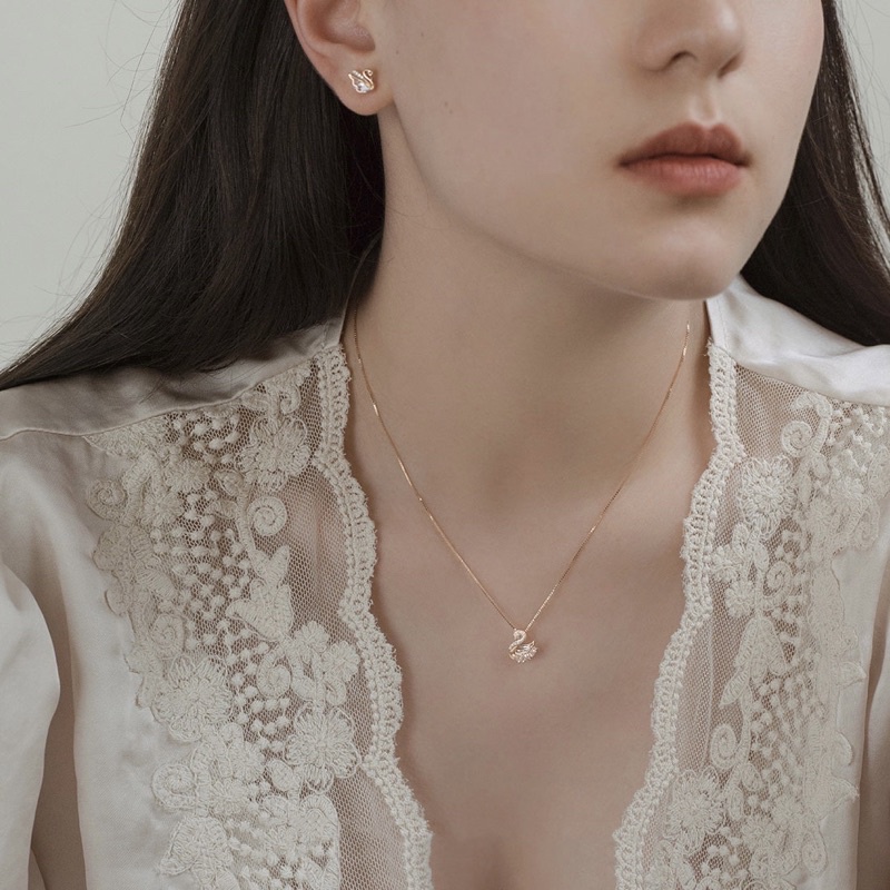 Dây chuyền thiên nga swan đá pha lê 100% bạc s925-Blackmeo