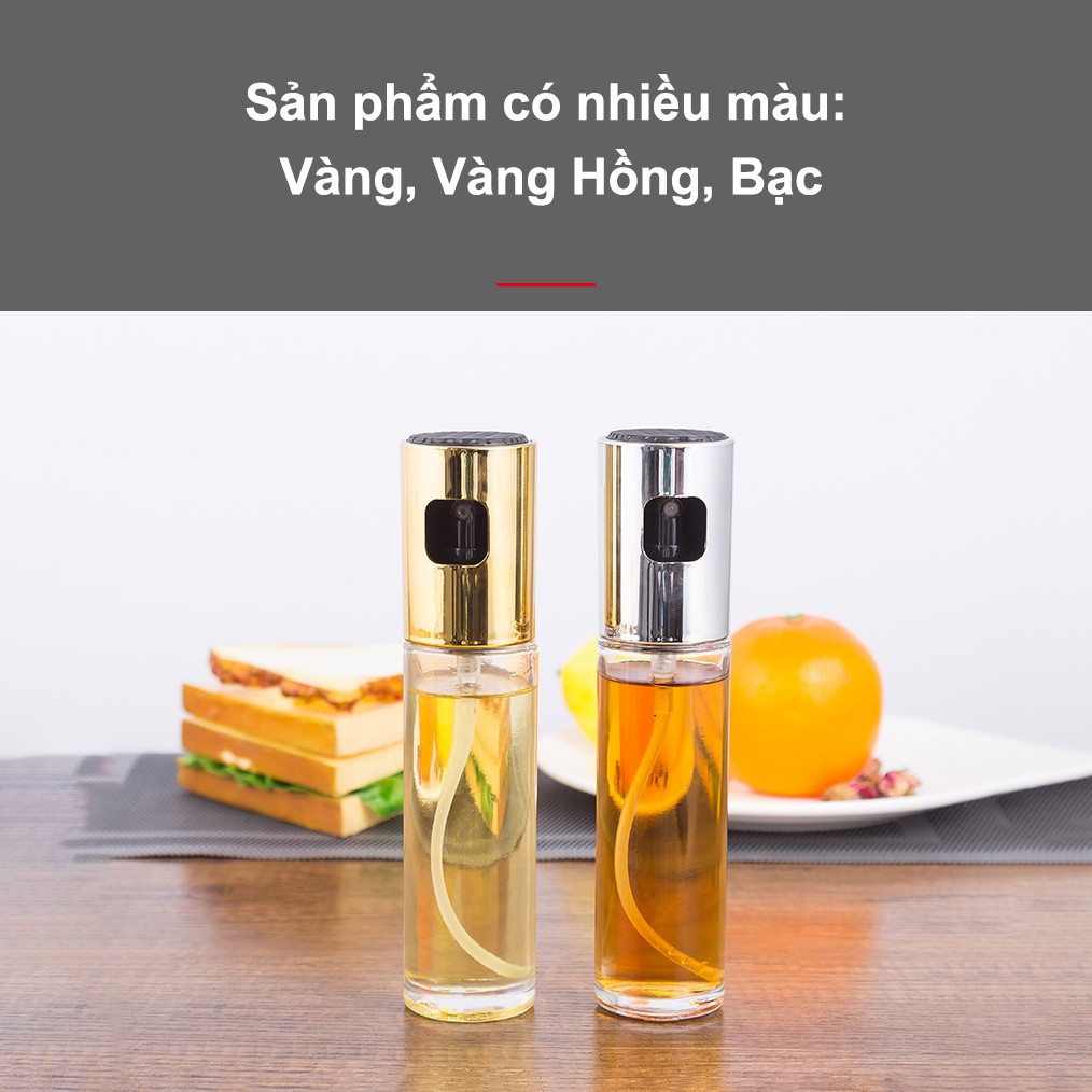 (CHỌN MÀU) Bình Xịt Dầu Ăn Thủy Tinh Cao Cấp 100ml