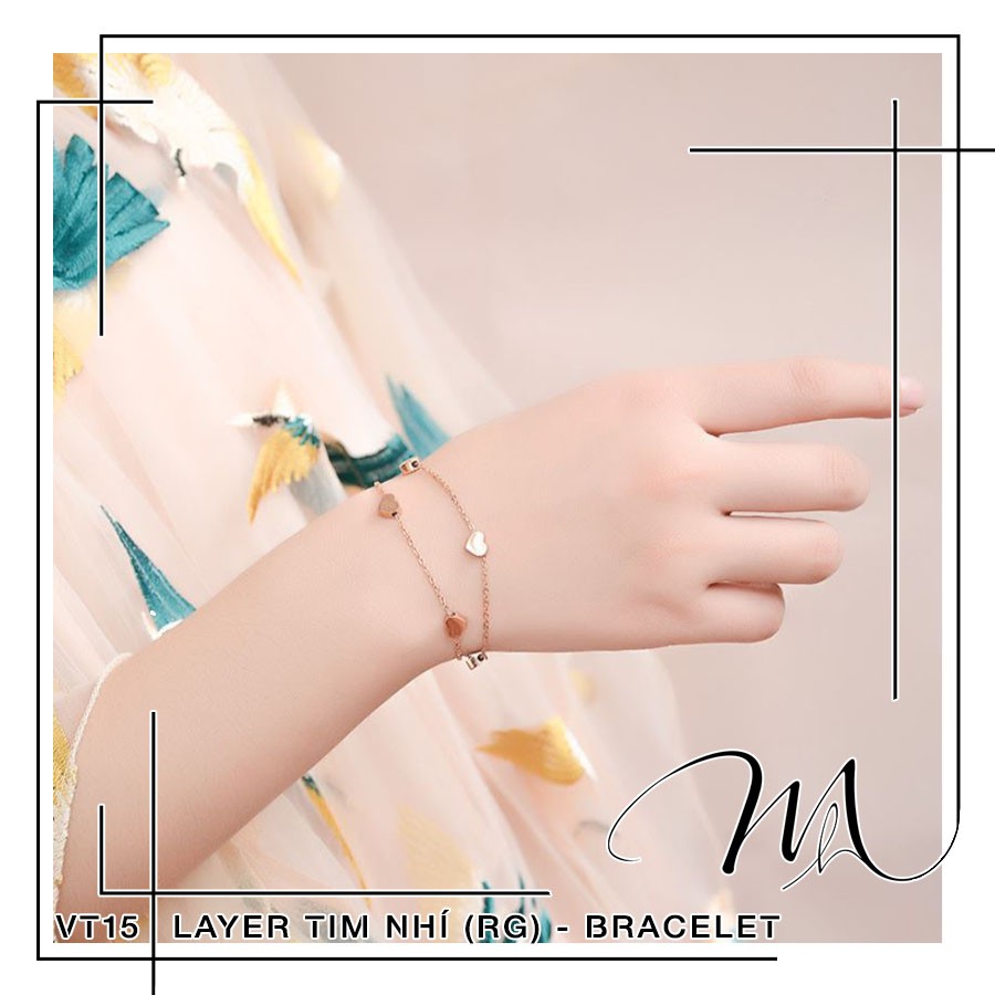 Lắc tay nữ Titan layer dây đôi không gỉ hình trái tim xinh xắn - Măng’s House VT15