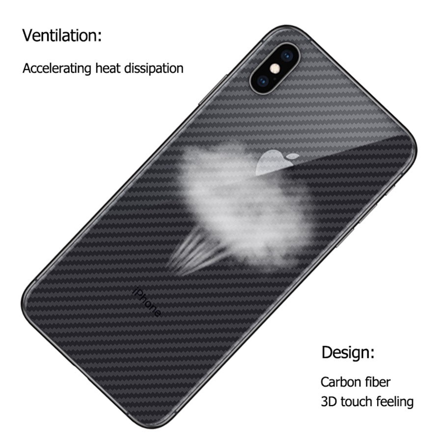 Bộ 5 miếng dán mặt lưng sợi carbon bảo vệ toàn diện Cho iPhone 6 6S 7 8 Plus SE X XS XR 11 Pro Max 12 Mini
