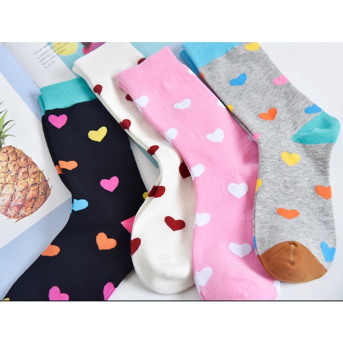 Vớ Tất cotton cao cổ hình trái tim phong cách dễ thương, trẻ trung &amp; năng động.