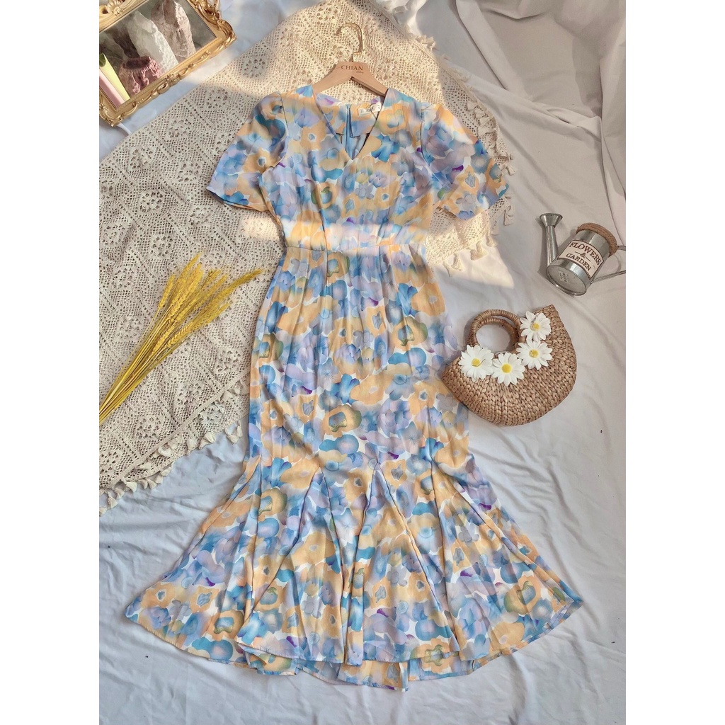 Đầm Maxi C.A.T.I Lụa Hoa - Hình xuất dư 100%