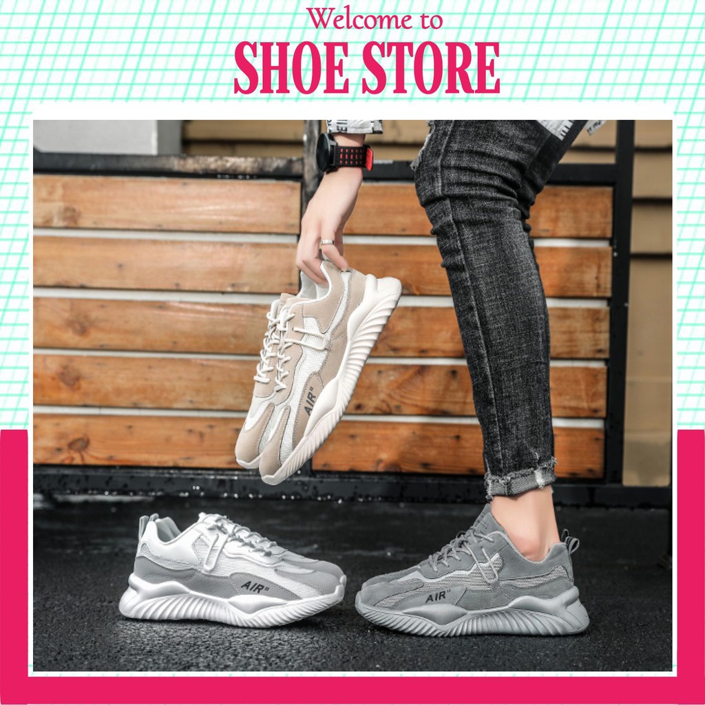 Giày Thể Thao Nam 💖FREESHIP💖 Sneaker Phối Da Lộn - Giày Phong Cách Trẻ Trung Năng Động