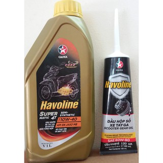 COMBO Nhớt 1L Tay Ga Havoline Supermatic semi và Nhớt hộp số Caltex